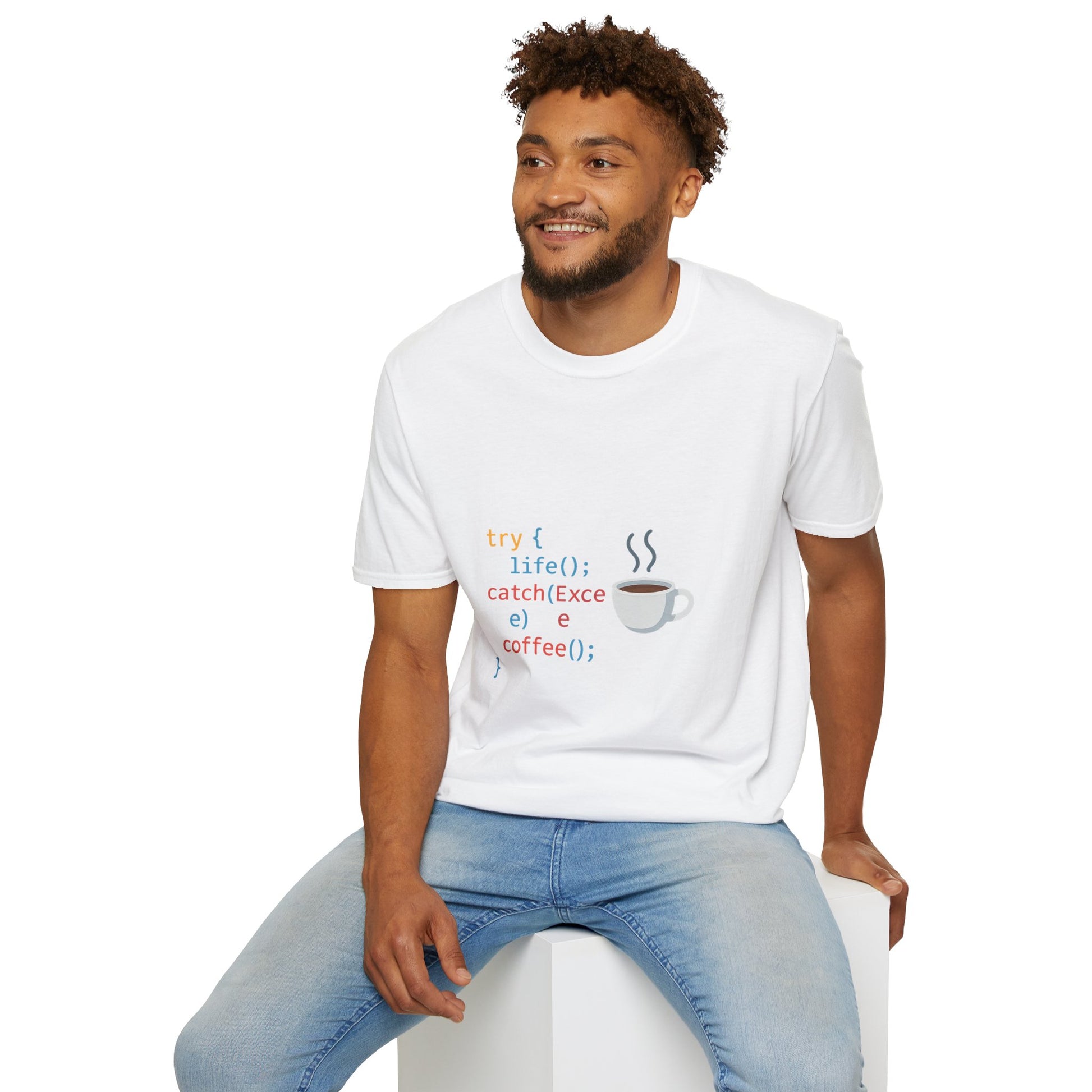 Coding Coffee T-Shirt, Programmer Tee, Tech Humor Shirt, Geek Gift, Softstyle Graphic Tee