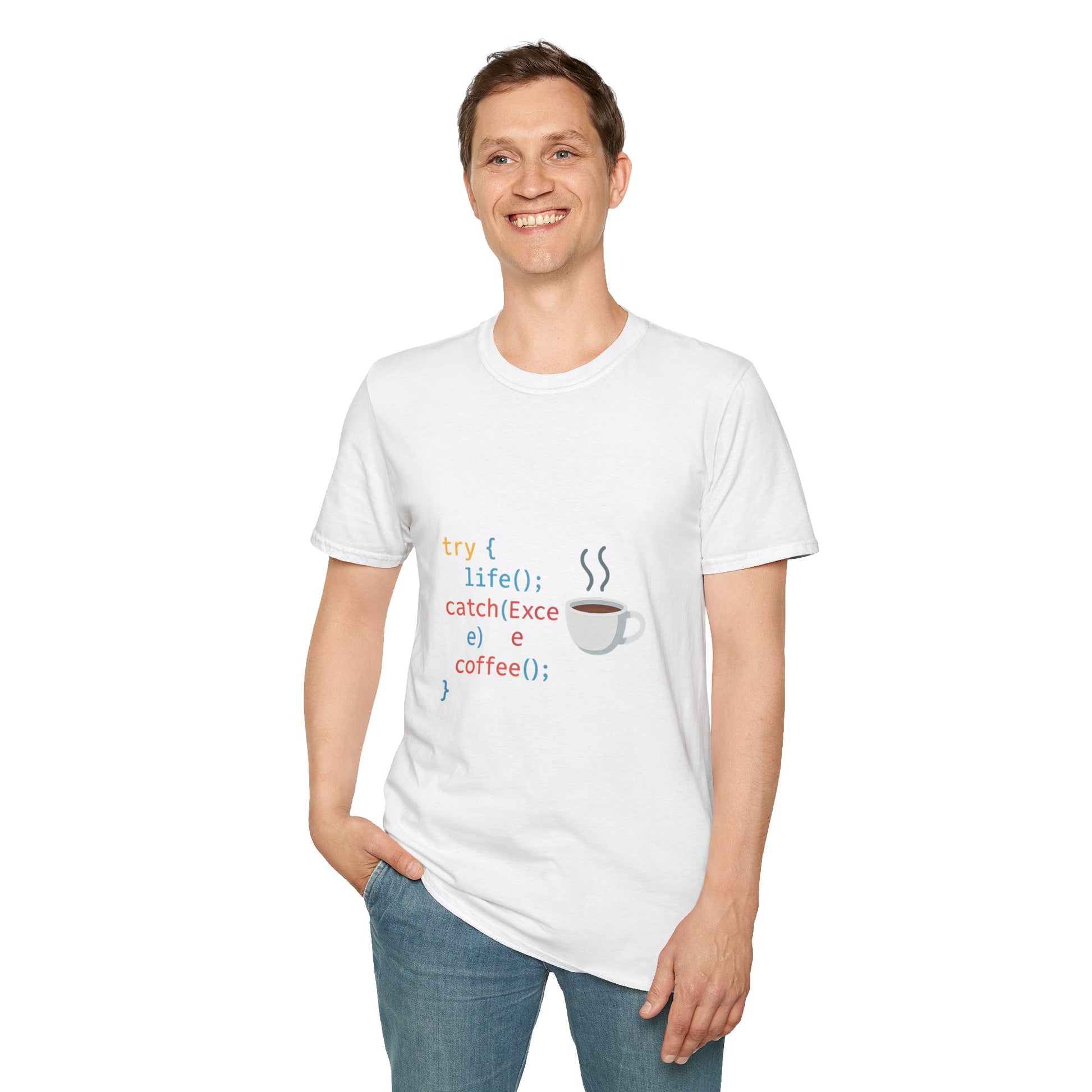 Coding Coffee T-Shirt, Programmer Tee, Tech Humor Shirt, Geek Gift, Softstyle Graphic Tee